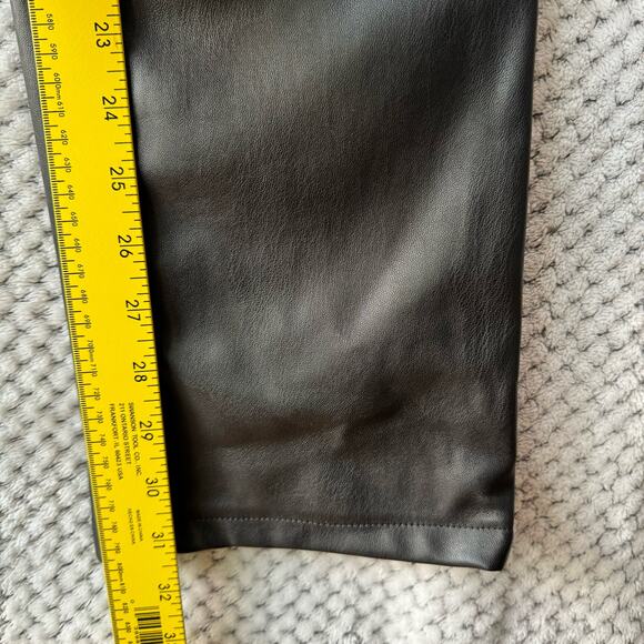 AFRM Pants 28 Black Heston Faux Leather High Rise Straight Leg 5 Pockets Lined - Picture 12 of 15